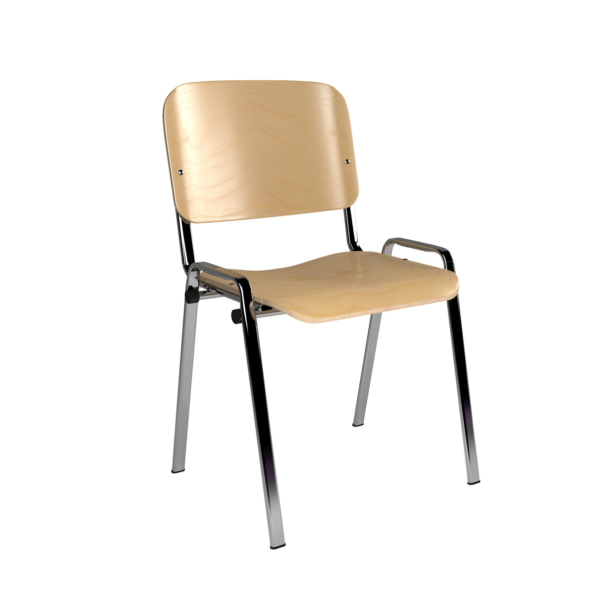 Taurus wooden meeting room stackable chair with no arms - Beech with chrome frame - view 1