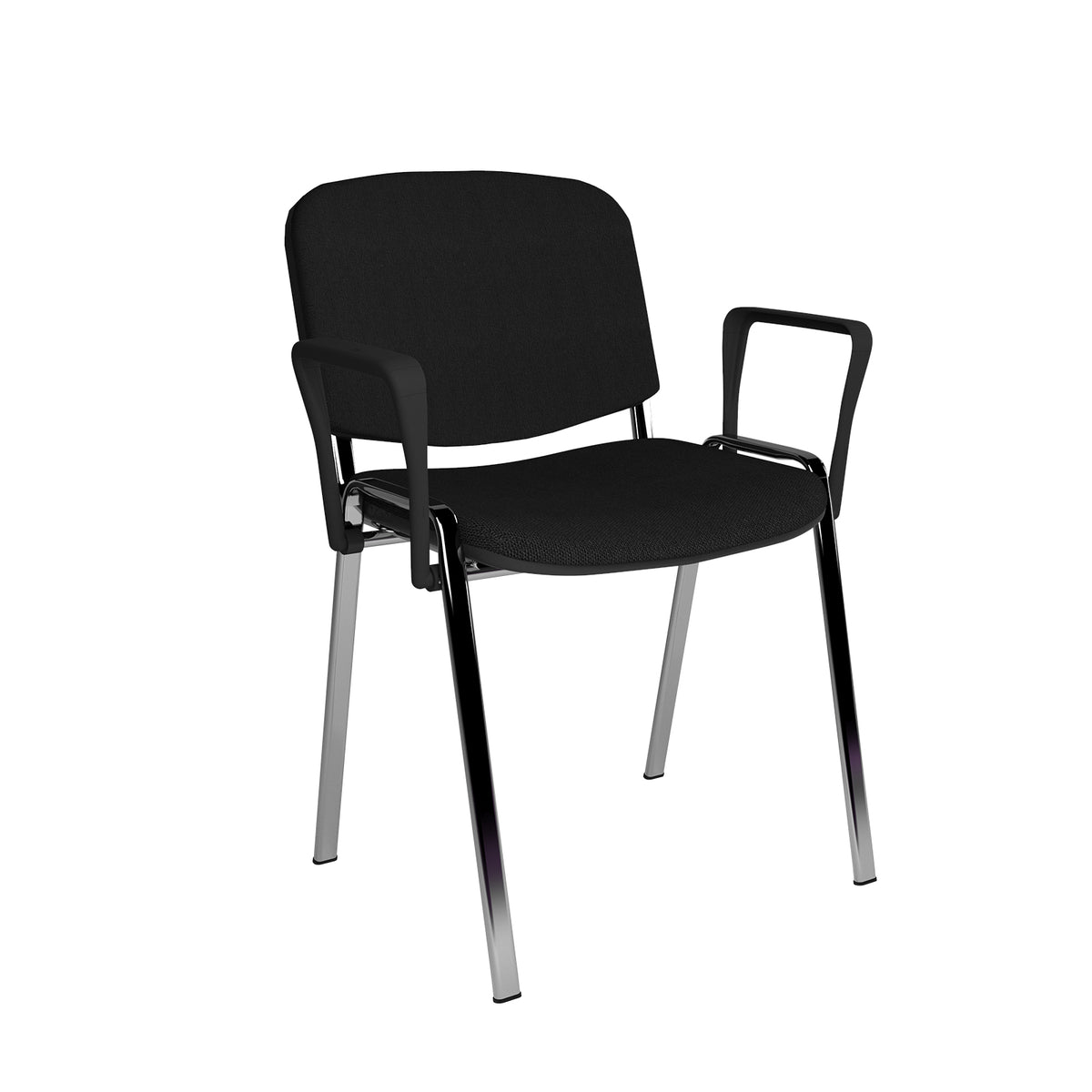 Taurus meeting room stackable chair with chrome frame and fixed arms - black - view 1