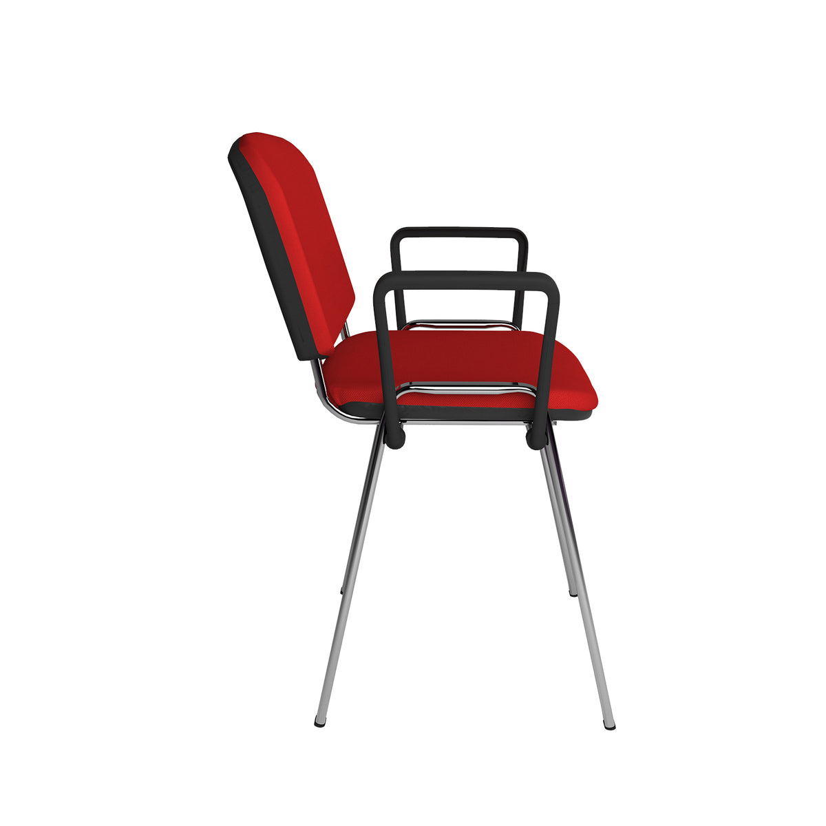 Taurus meeting room stackable chair with chrome frame and fixed arms - red - view 2