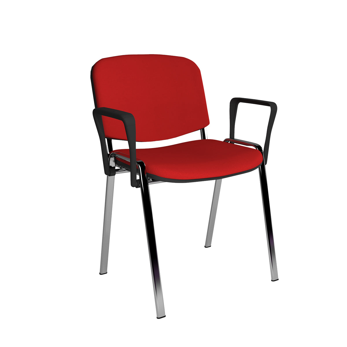 Taurus meeting room stackable chair with chrome frame and fixed arms - red - view 1