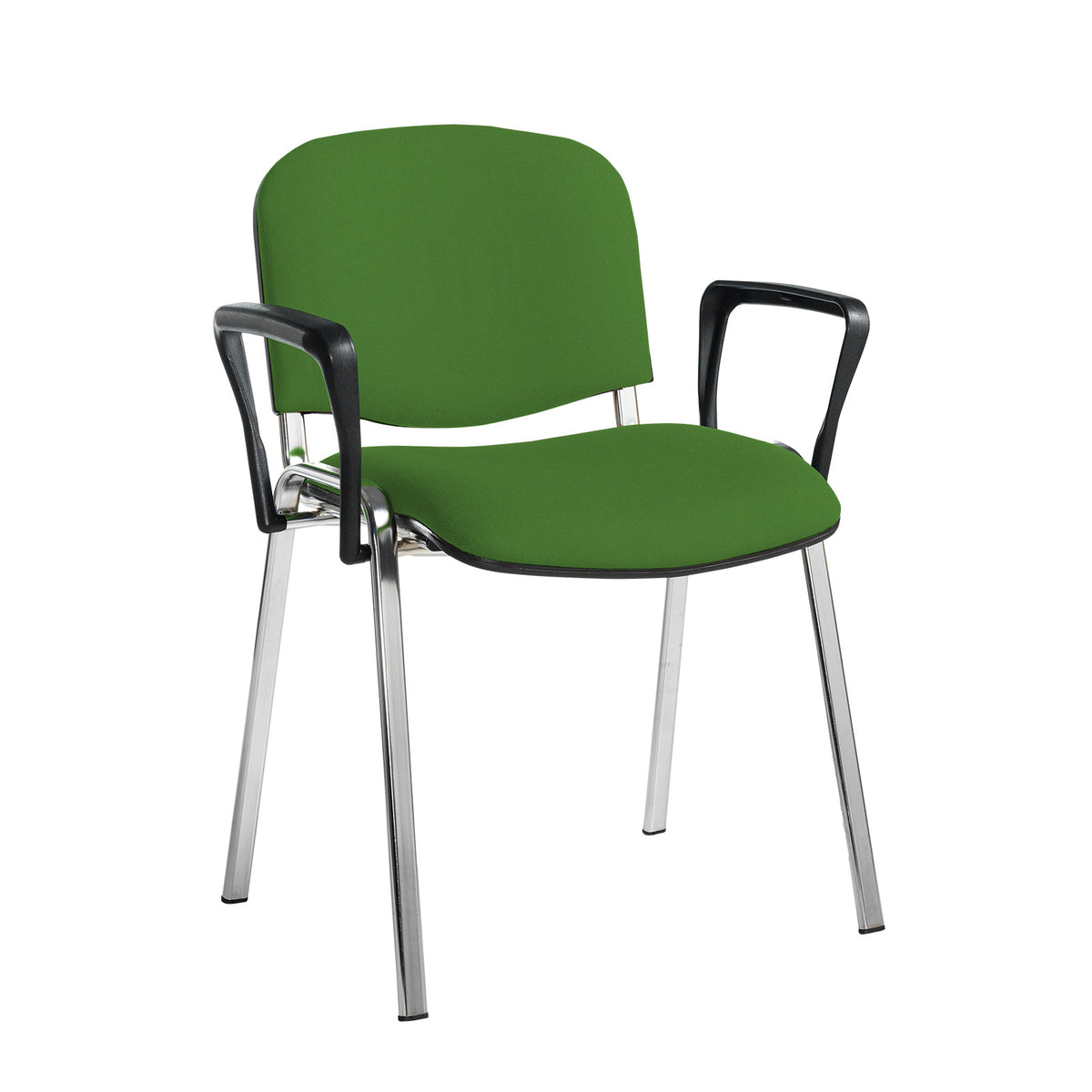 Taurus meeting room stackable chair with chrome frame and fixed arms - made to order - view 1
