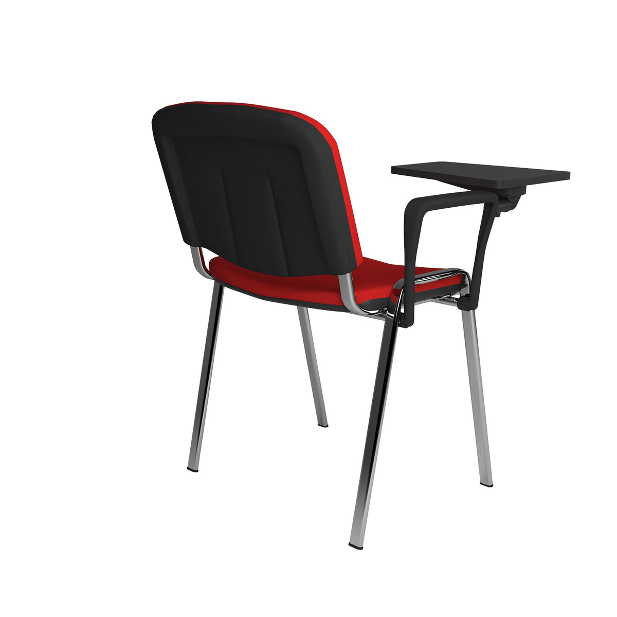 Taurus meeting room chair with chrome frame and writing tablet - red - view 3
