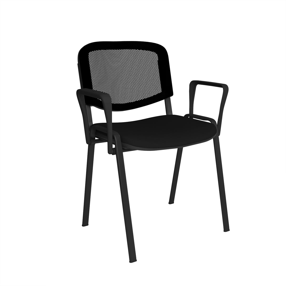 Taurus mesh back meeting room stackable chair with fixed arms - black - view 1