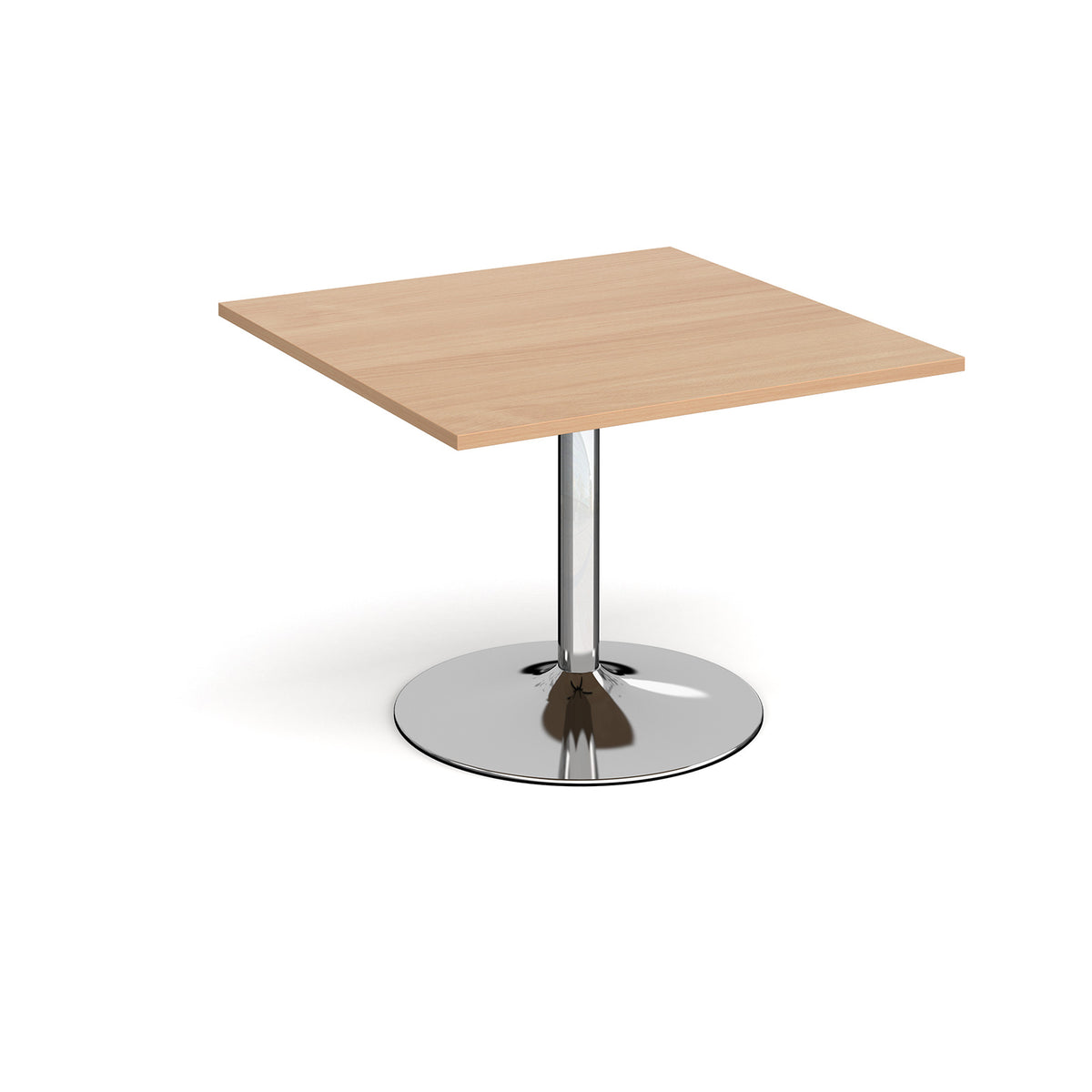 Trumpet base square extension table 1000mm x 1000mm - chrome base, Beech top - view 1