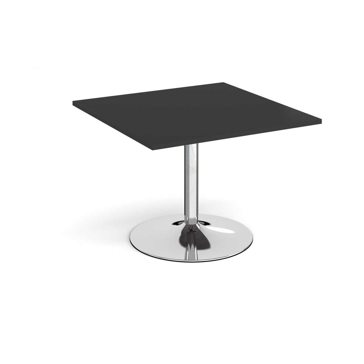 Trumpet base square extension table 1000mm x 1000mm - chrome base, black top - view 1