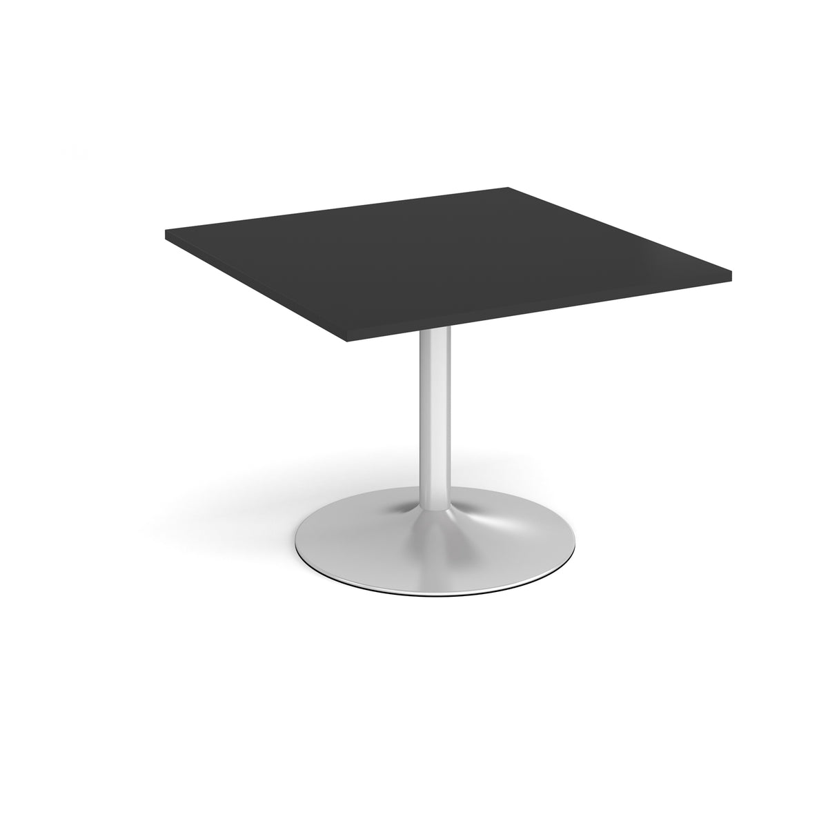 Trumpet base square extension table 1000mm x 1000mm - silver base, black top - view 1