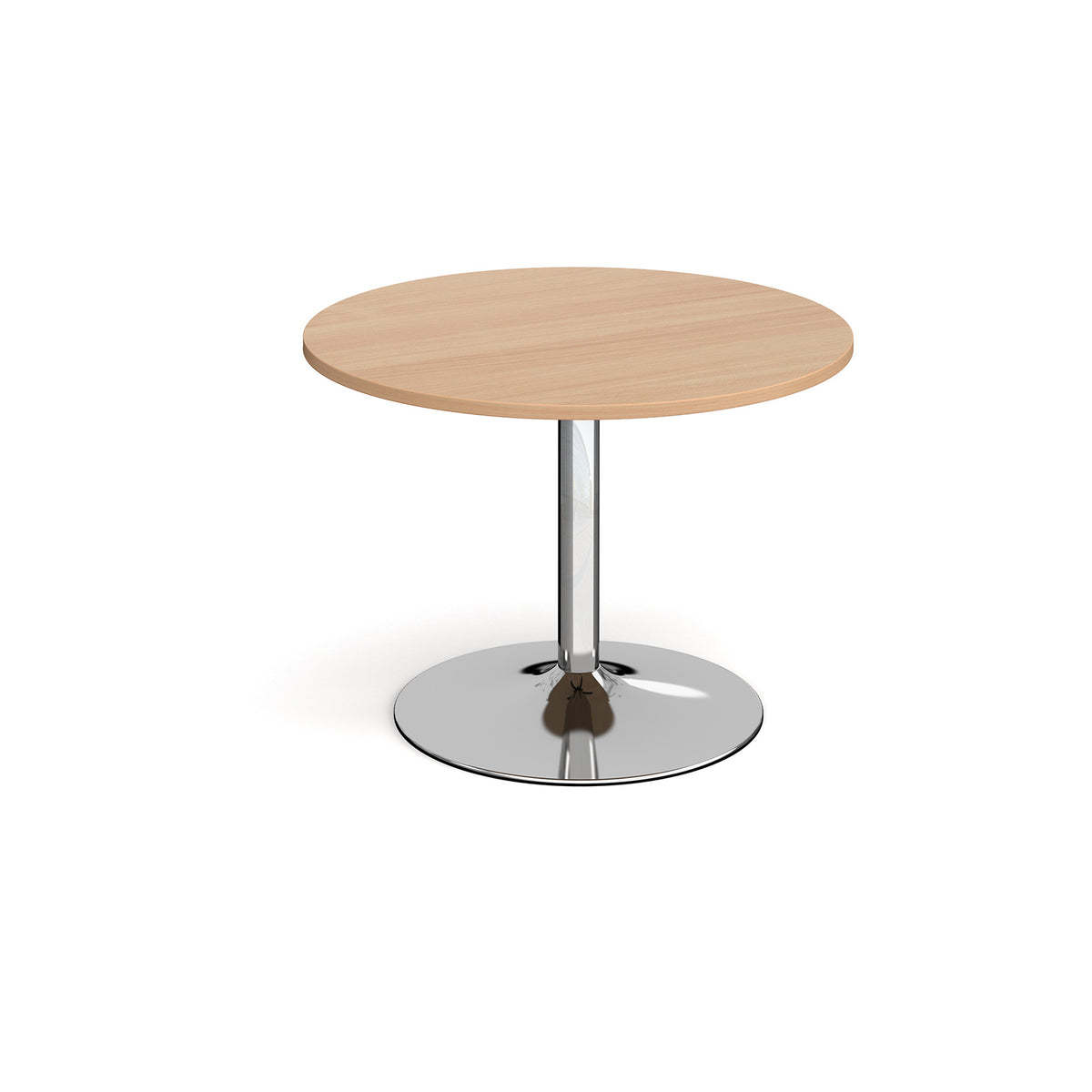 Trumpet base circular boardroom table 1000mm - chrome base, Beech top - view 1