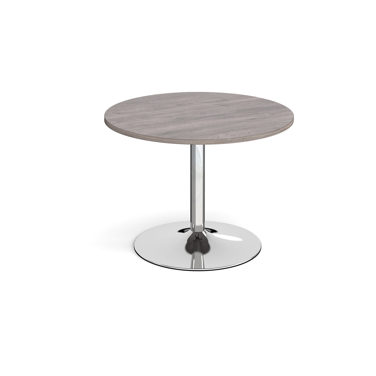 Trumpet base circular boardroom table 1000mm - chrome base, Grey Oak Top - view 1