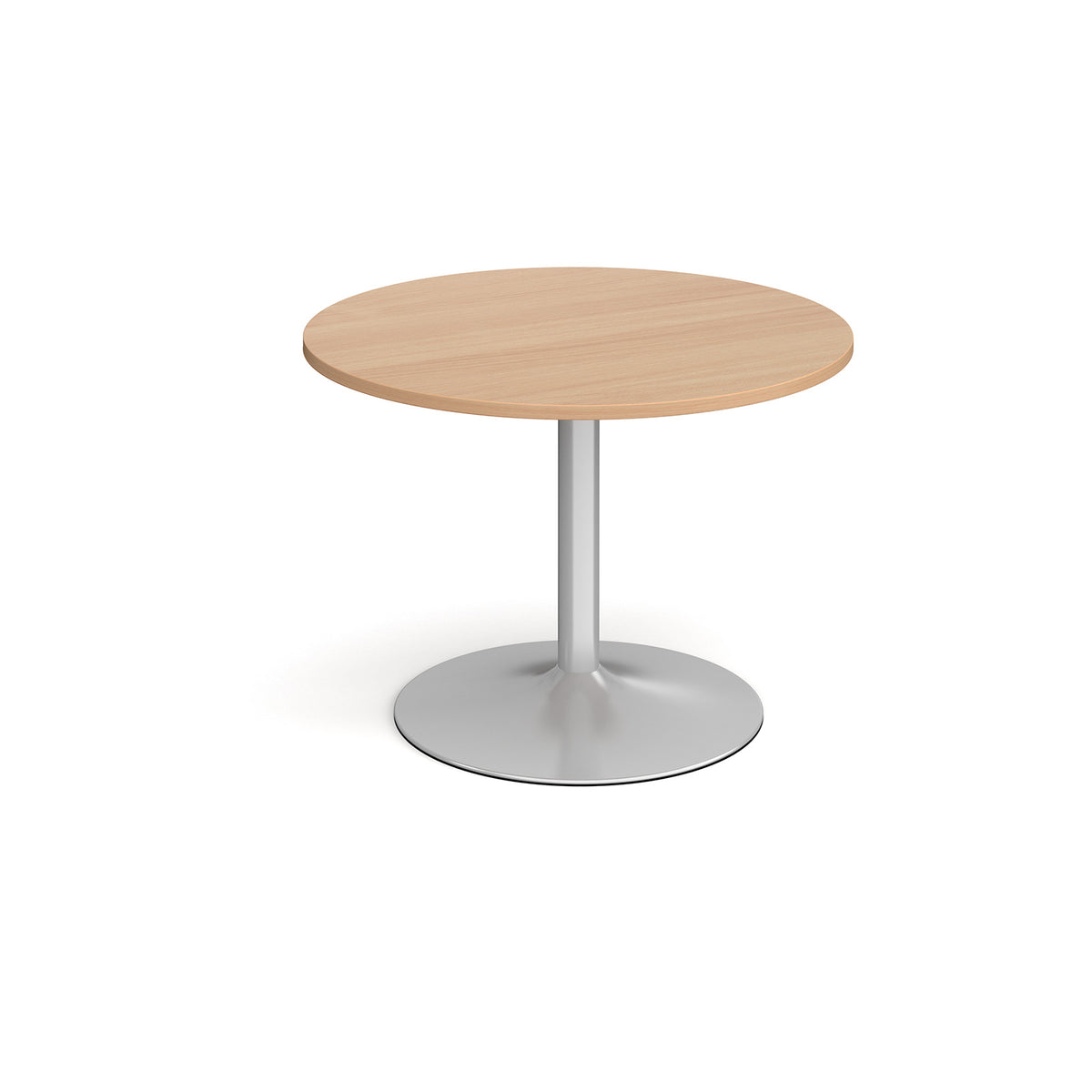 Trumpet base circular boardroom table 1000mm - silver base, Beech top - view 1