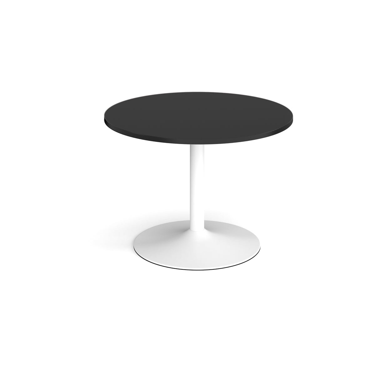 Trumpet base circular boardroom table 1000mm - white base, black top - view 1