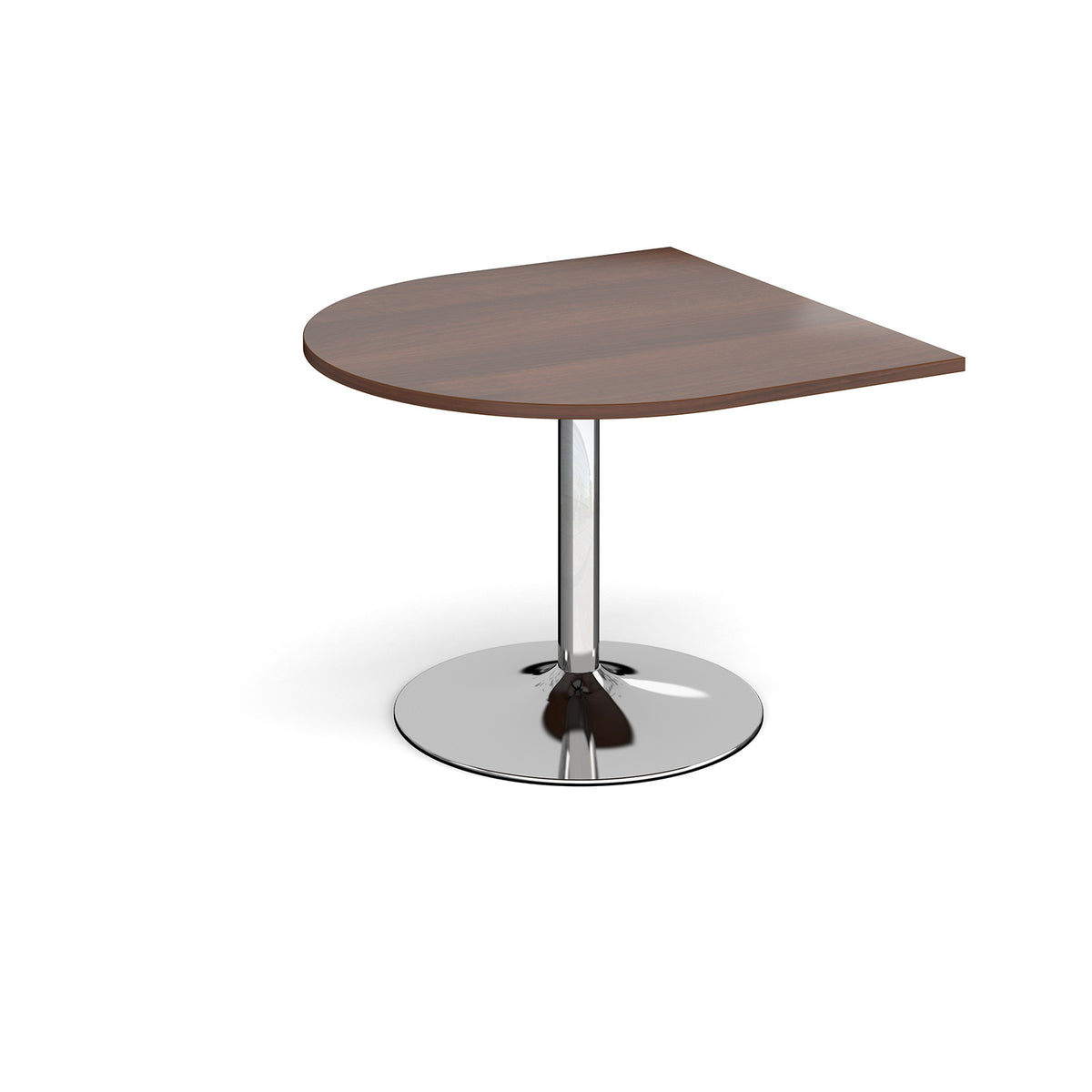 Trumpet base radial extension table 1000mm x 1000mm - chrome base, Walnut top - view 1