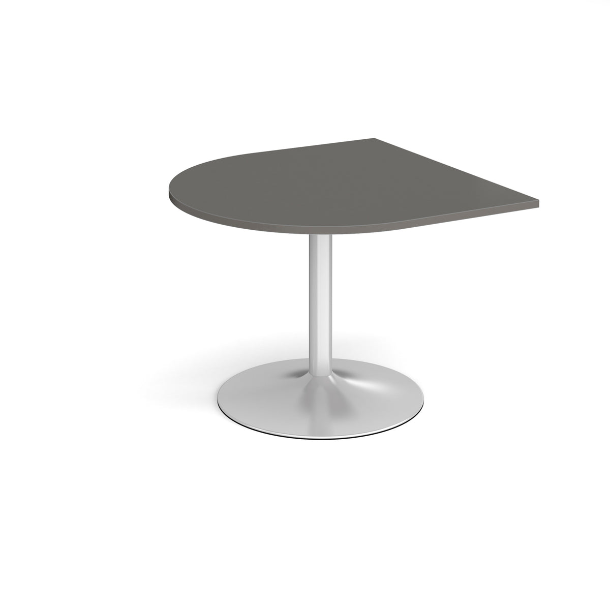 Trumpet base radial extension table 1000mm x 1000mm - silver base, onyx grey top - view 1