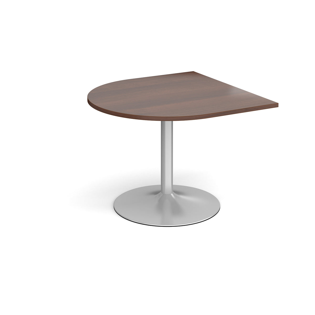 Trumpet base radial extension table 1000mm x 1000mm - silver base, Walnut top - view 1