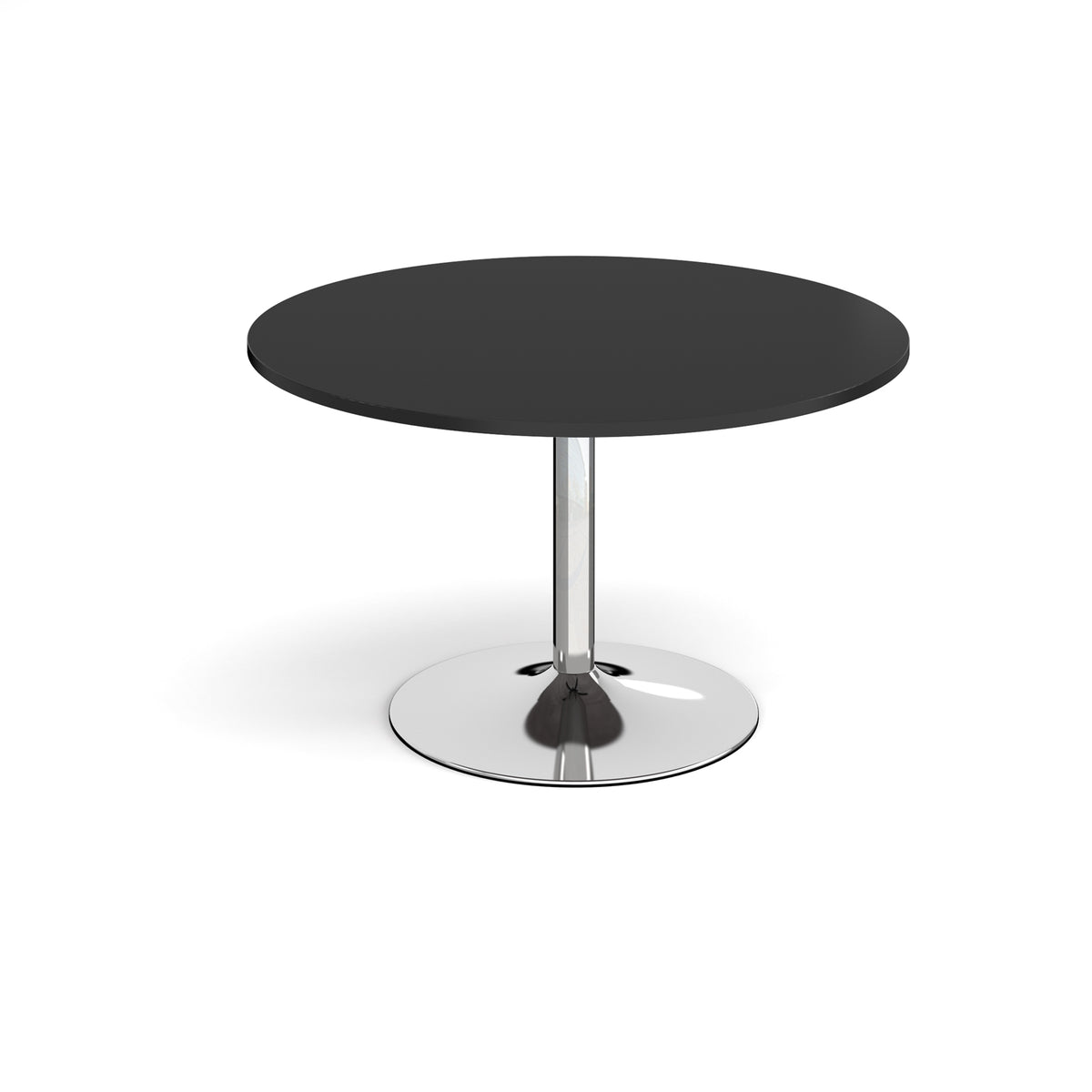 Trumpet base circular boardroom table 1200mm - chrome base, black top - view 1