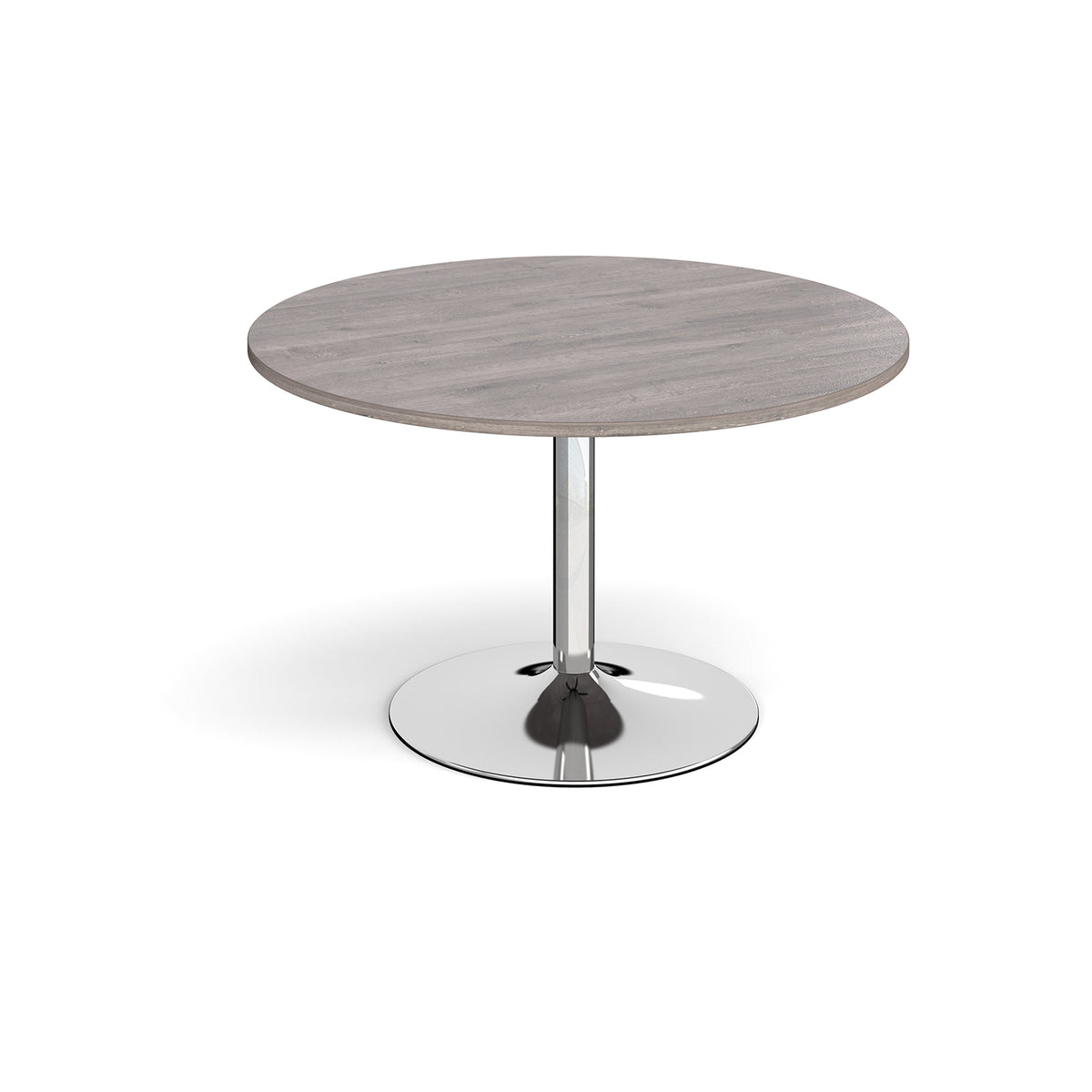 Trumpet base circular boardroom table 1200mm - chrome base, Grey Oak Top - view 1