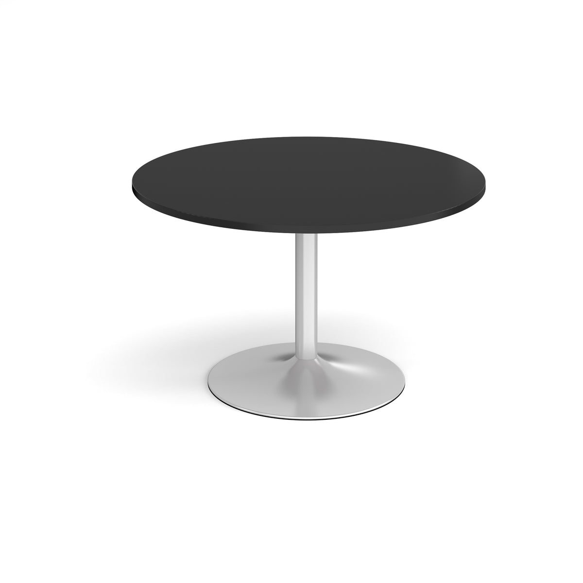 Trumpet base circular boardroom table 1200mm - silver base, black top - view 1