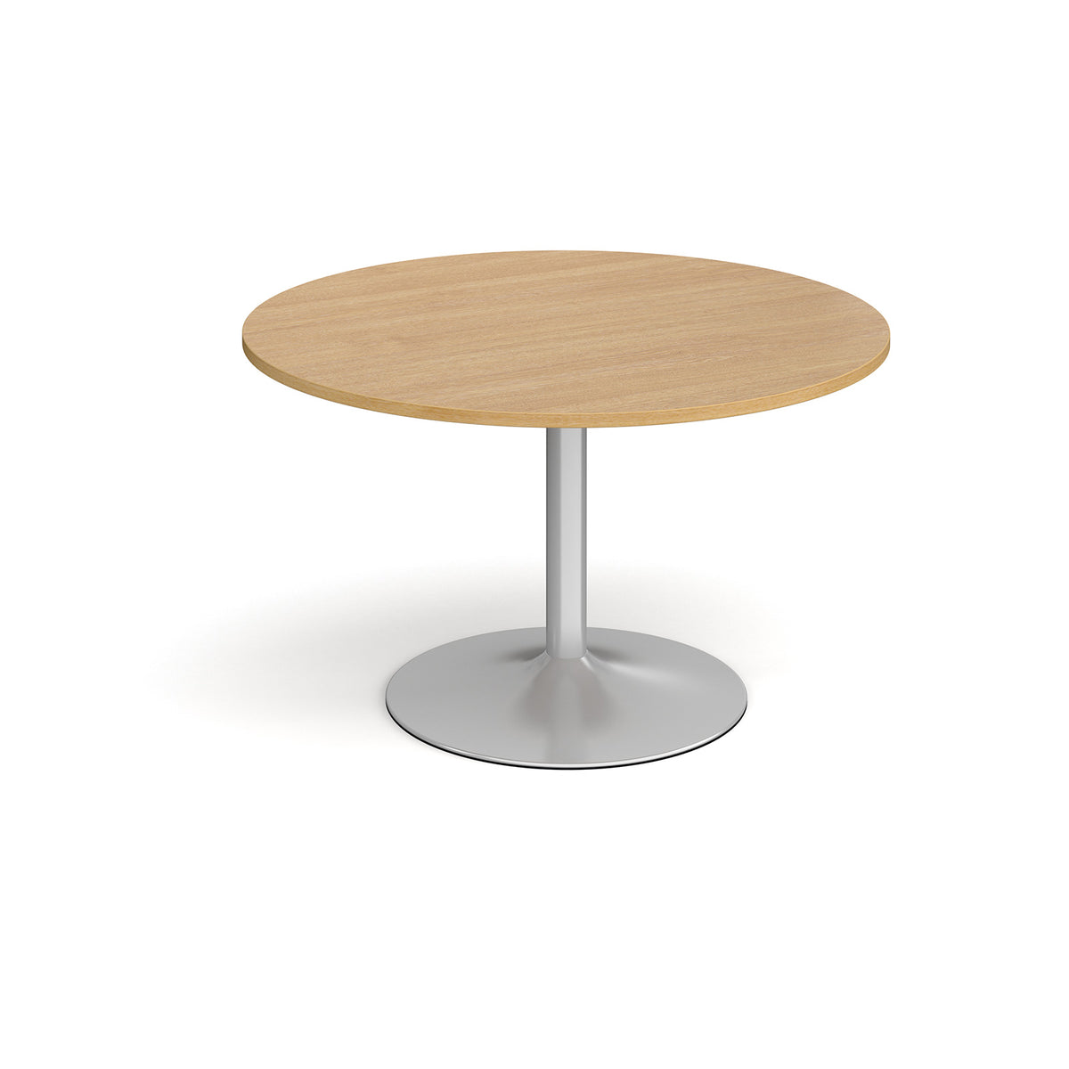 Trumpet base circular boardroom table 1200mm - silver base, Oak Top - view 1