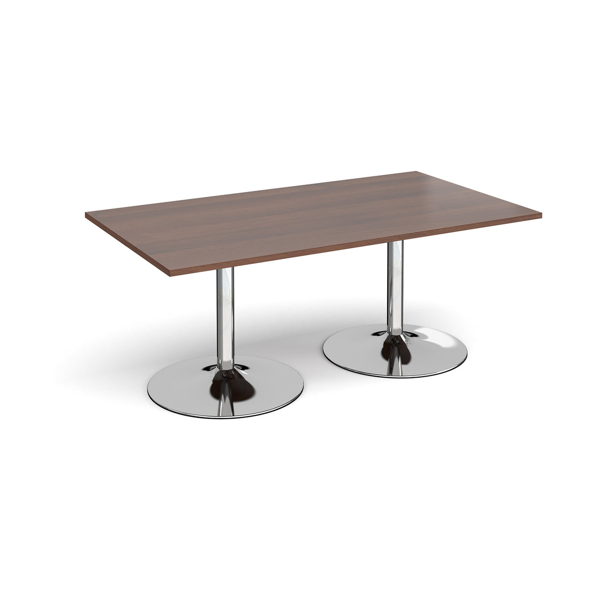 Trumpet base rectangular boardroom table 1800mm x 1000mm - chrome base, Walnut top - view 1