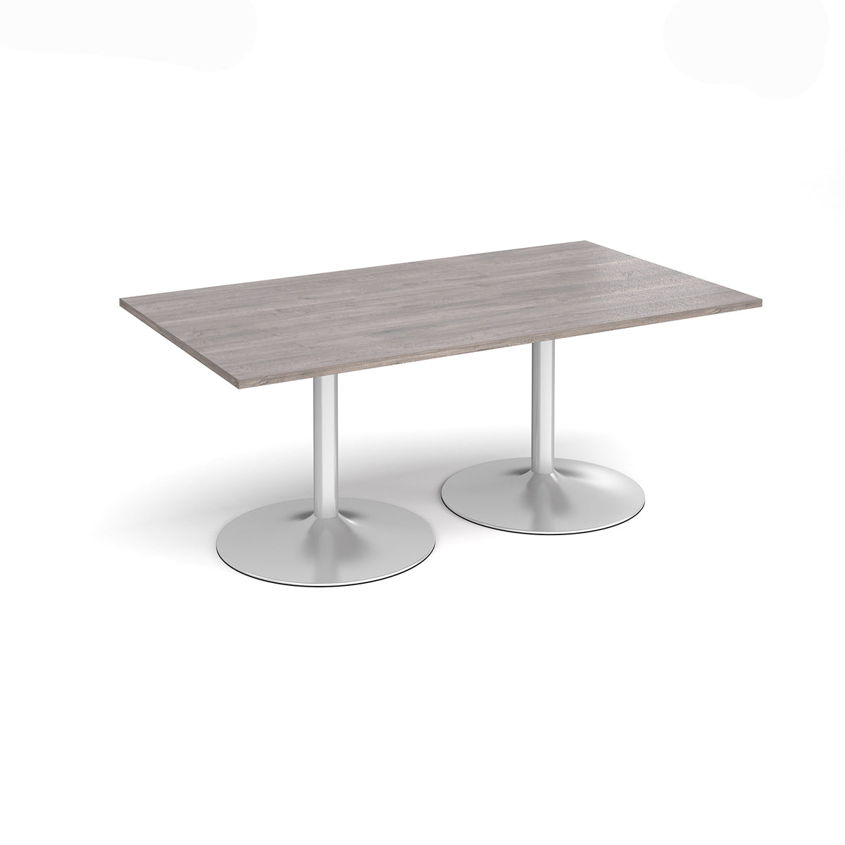Trumpet base rectangular boardroom table 1800mm x 1000mm - silver base, Grey Oak Top - view 1