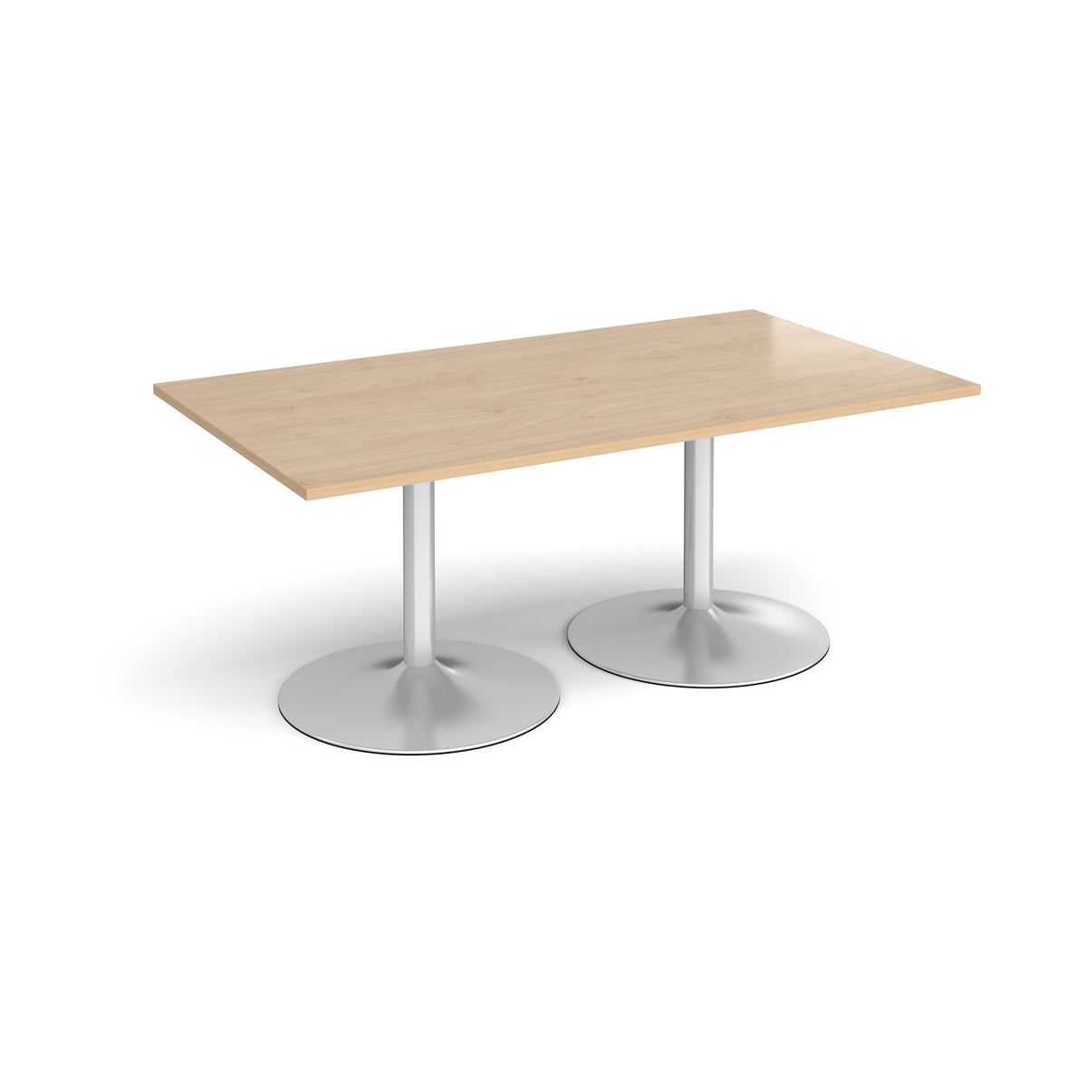 Trumpet base rectangular boardroom table 1800mm x 1000mm - silver base, Kendal Oak Top - view 1
