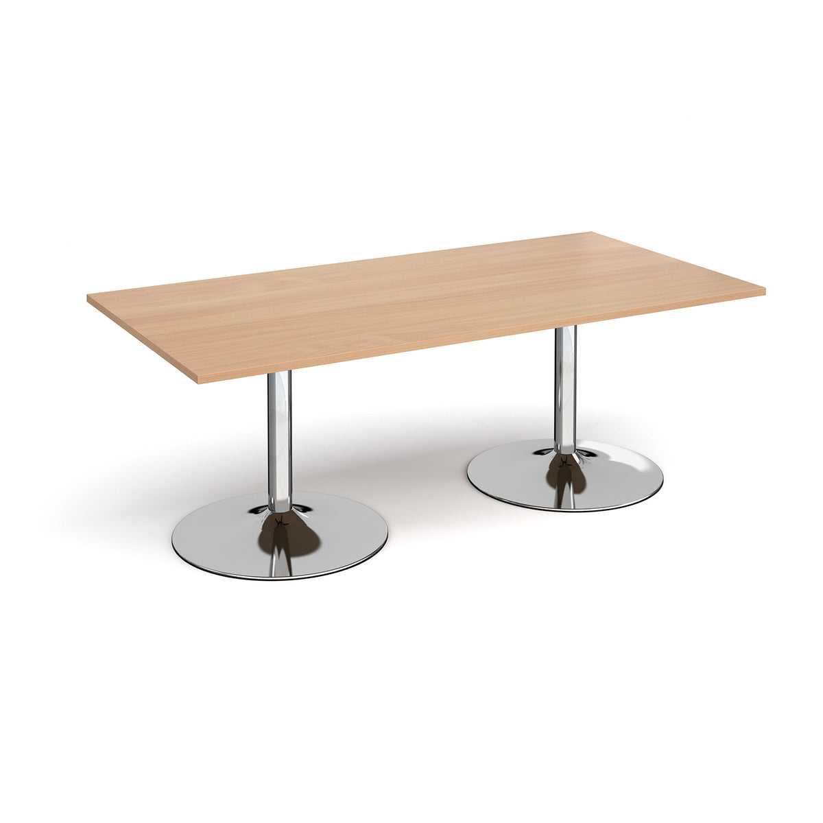 Trumpet base rectangular boardroom table 2000mm x 1000mm - chrome base, Beech top - view 1