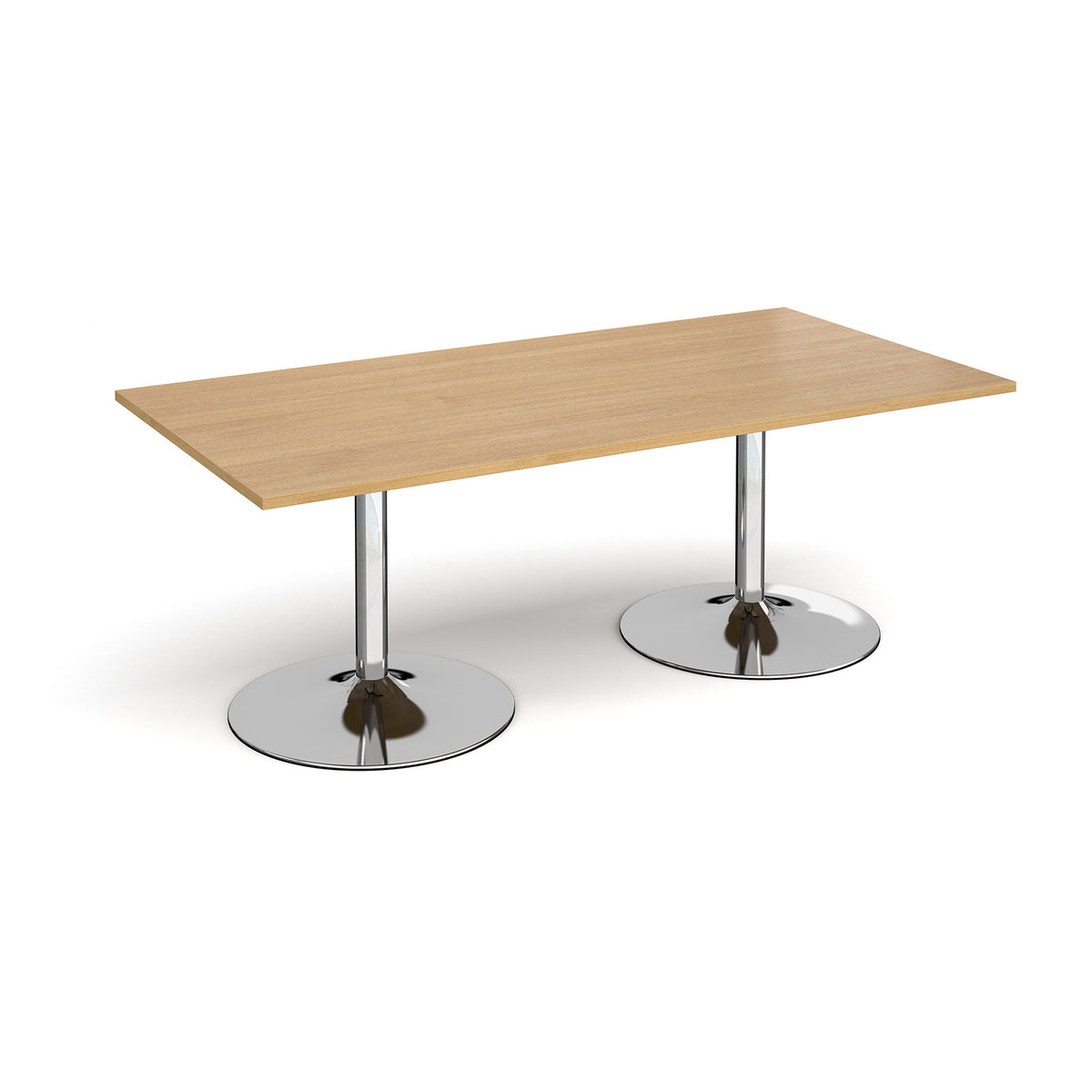 Trumpet base rectangular boardroom table 2000mm x 1000mm - chrome base, Oak Top - view 1