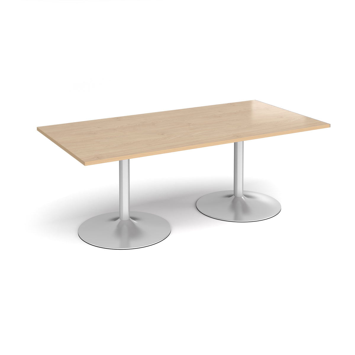 Trumpet base rectangular boardroom table 2000mm x 1000mm - silver base, Kendal Oak Top - view 1