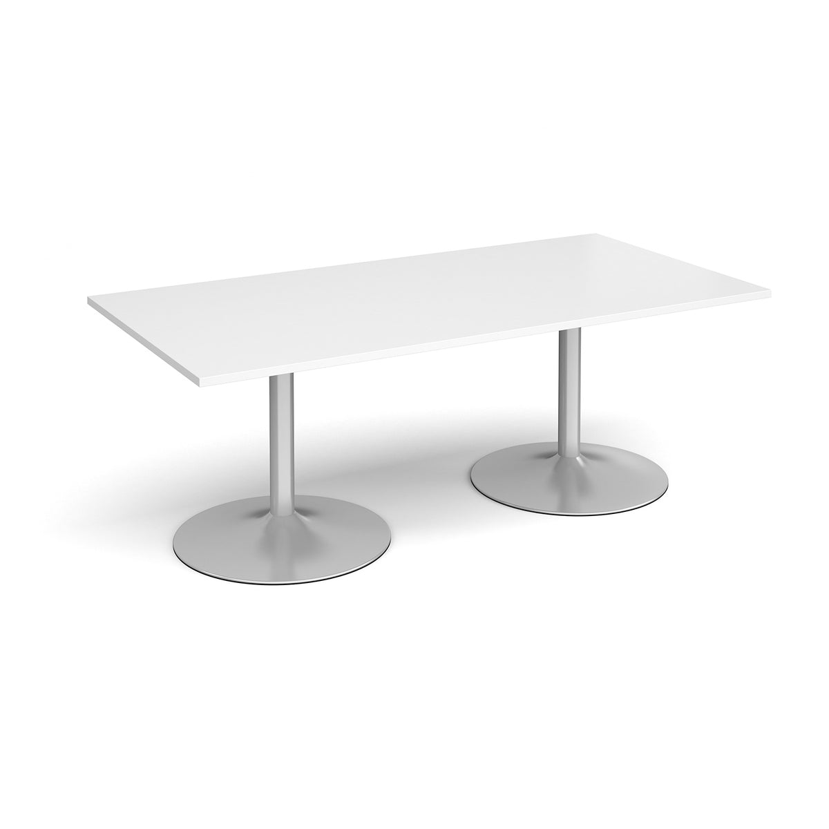 Trumpet base rectangular boardroom table 2000mm x 1000mm - silver base, White Top - view 1