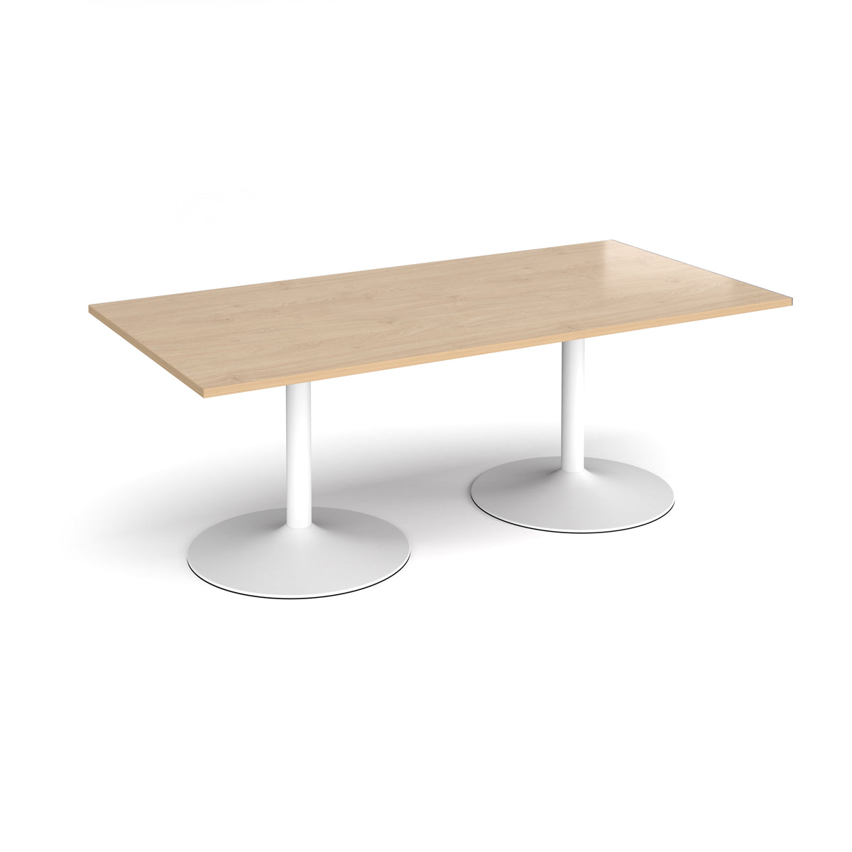 Trumpet base rectangular boardroom table 2000mm x 1000mm - white base, Kendal Oak Top - view 1