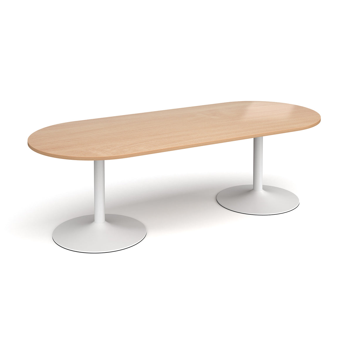 Trumpet base radial end boardroom table 2400mm x 1000mm - white base, Beech top - view 1