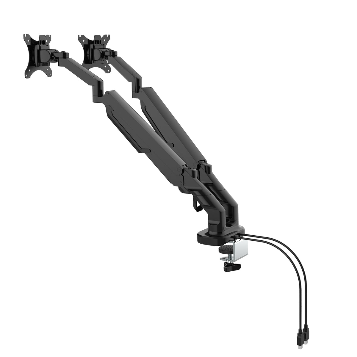Triton gas lift space-saving double monitor arm - black - view 2