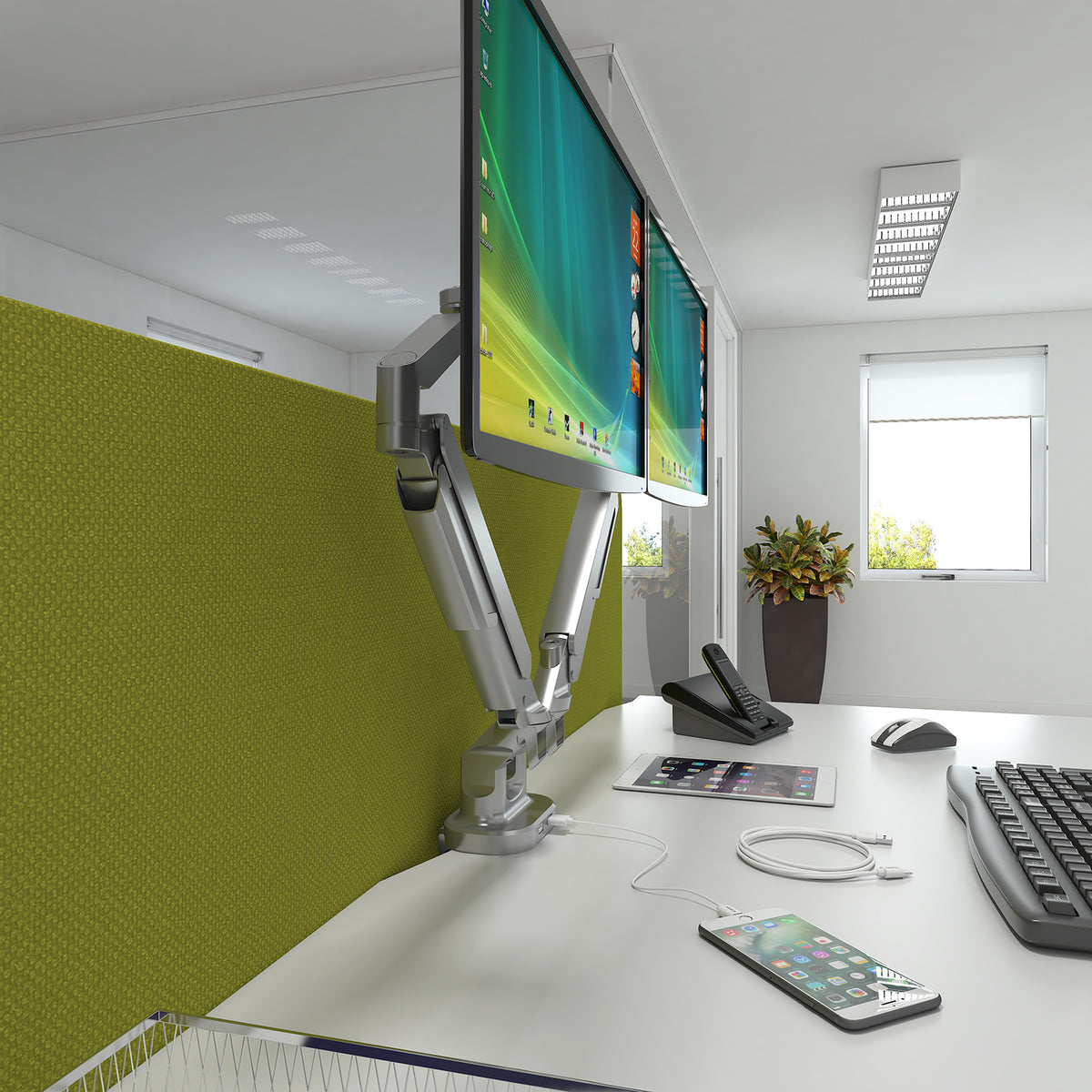 Triton gas lift space-saving double monitor arm - black - view 3