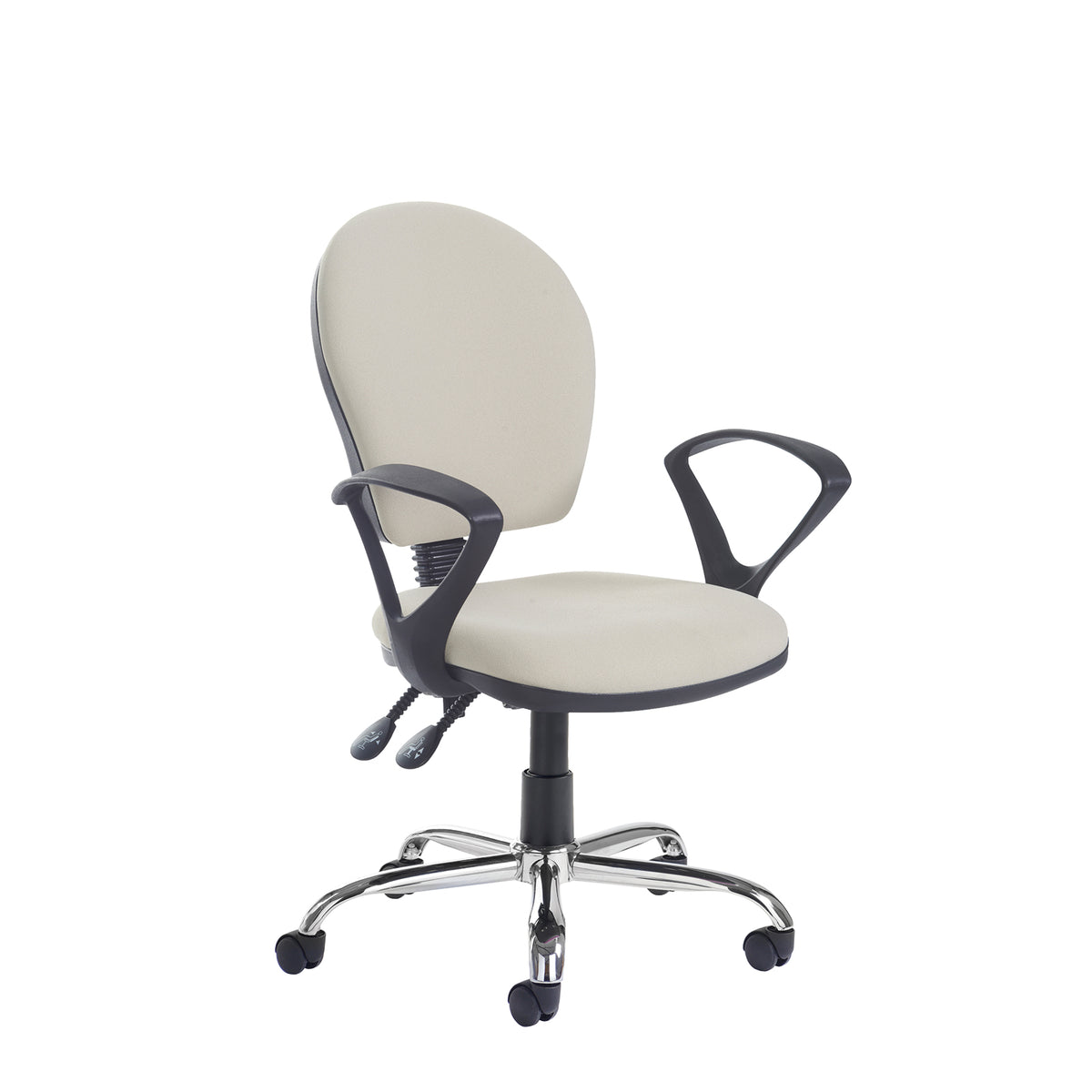 Altino High fabric back asynchro operator chair with fixed arms and chrome base - made to order - view 1