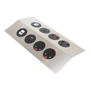 Tholus in-table power module 4 x UK sockets, 2 x TUF (A&C connectors) USB charger, 1 x RJ45 socket, 1 x HDMI socket - brushed steel/black - view 1