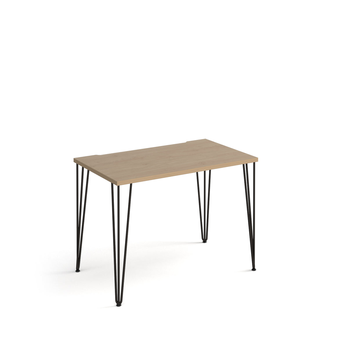 Tikal straight desk 1000mm x 600mm with hairpin legs - black legs, Oak Top - view 1