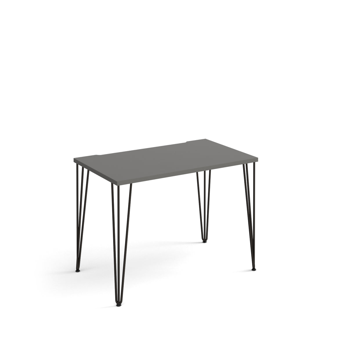 Tikal straight desk 1000mm x 600mm with hairpin legs - black legs, grey top - view 1