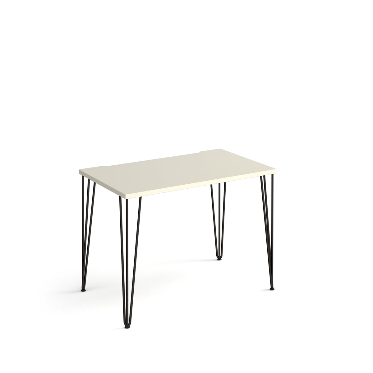 Tikal straight desk 1000mm x 600mm with hairpin legs - black legs, White Top - view 1