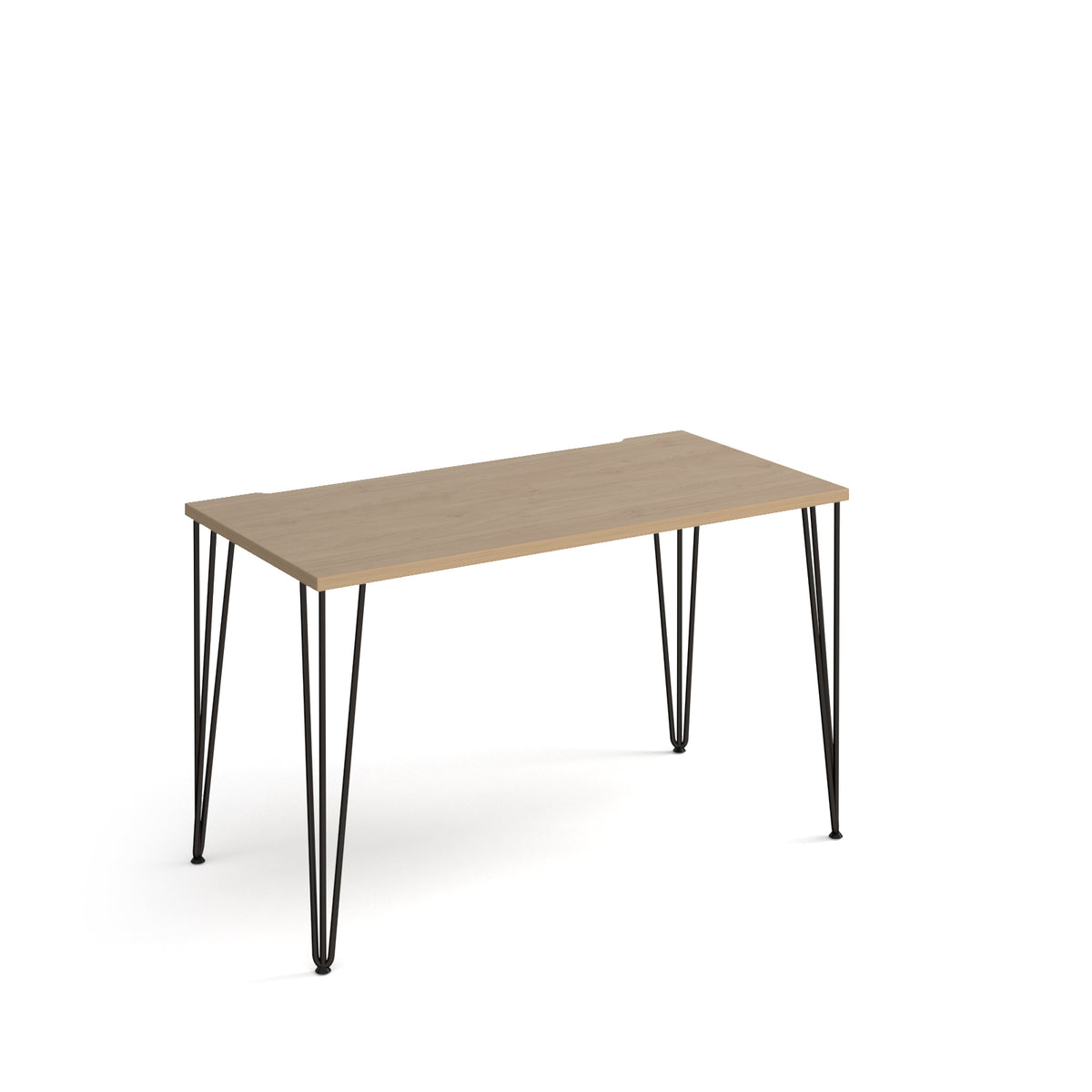 Tikal straight desk 1200mm x 600mm with hairpin legs - black legs, Oak Top - view 1