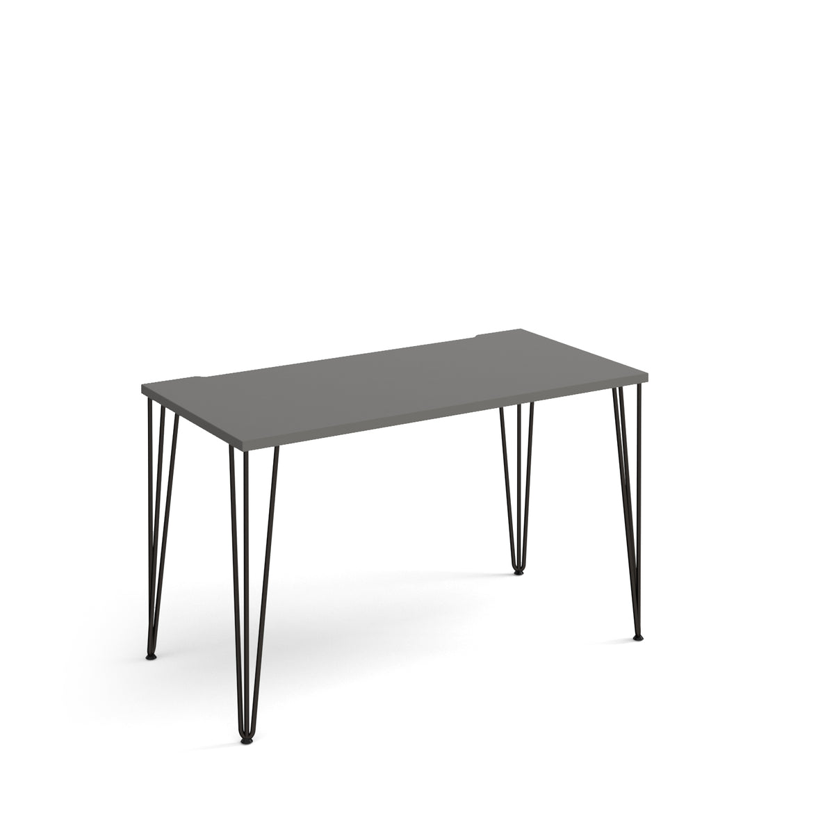 Tikal straight desk 1200mm x 600mm with hairpin legs - black legs, grey top - view 1