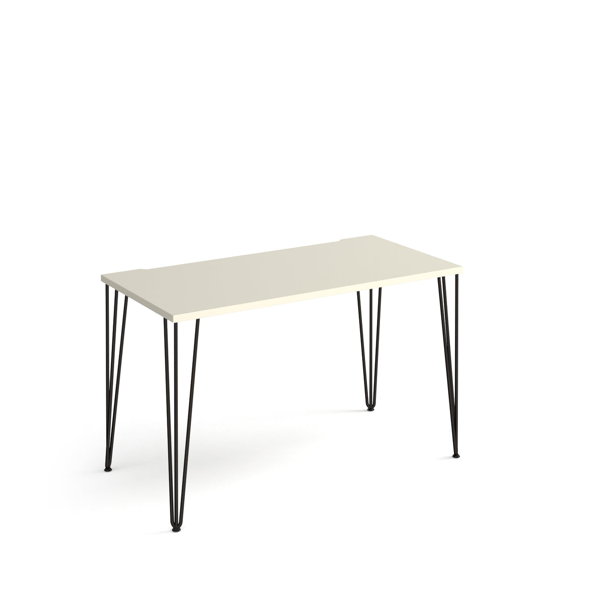 Tikal straight desk 1200mm x 600mm with hairpin legs - black legs, White Top - view 1