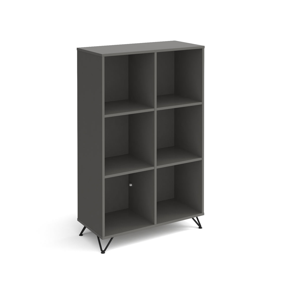 Tikal cube storage unit 1370mm high with 6 open boxes and black hairpin legs - grey - view 1