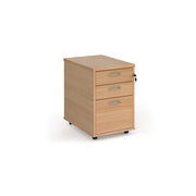 Tall mobile 3 drawer pedestal with silver handles 600mm deep - Beech - view 1
