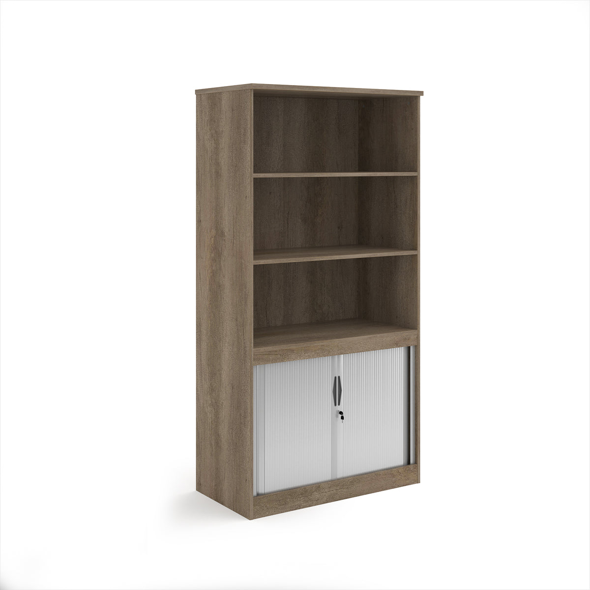 Systems combination unit with tambour doors and open top 2000mm high with 2 shelves - Nebraska Oak - view 1