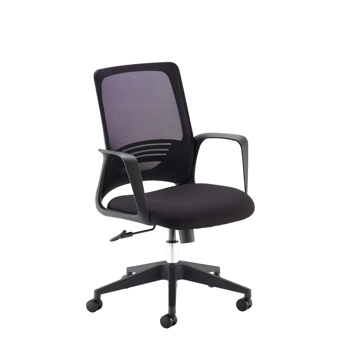 Toto black mesh back operator chair with black fabric seat and black base - view 1