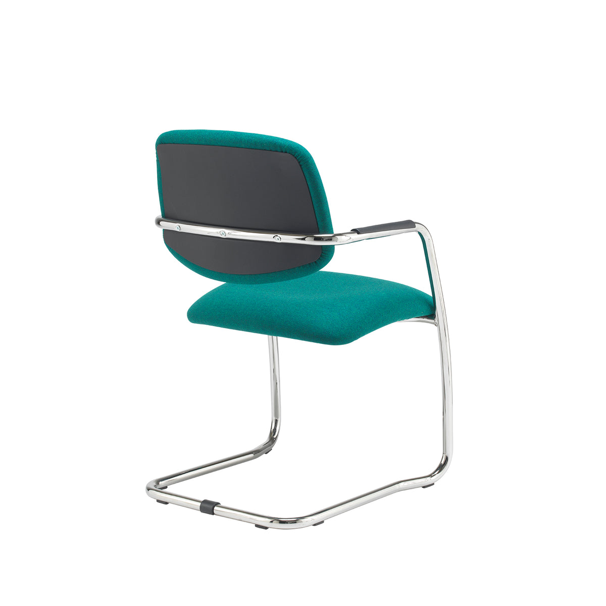 Tuba chrome cantilever frame conference chair with half upholstered back - made to order - view 2
