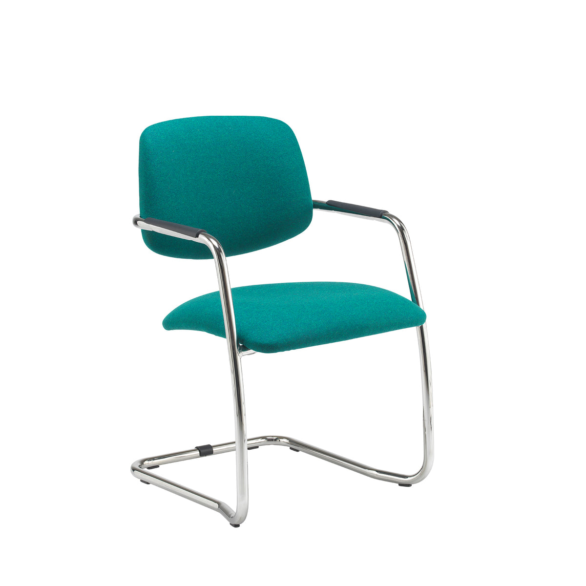 Tuba chrome cantilever frame conference chair with half upholstered back - made to order - view 1