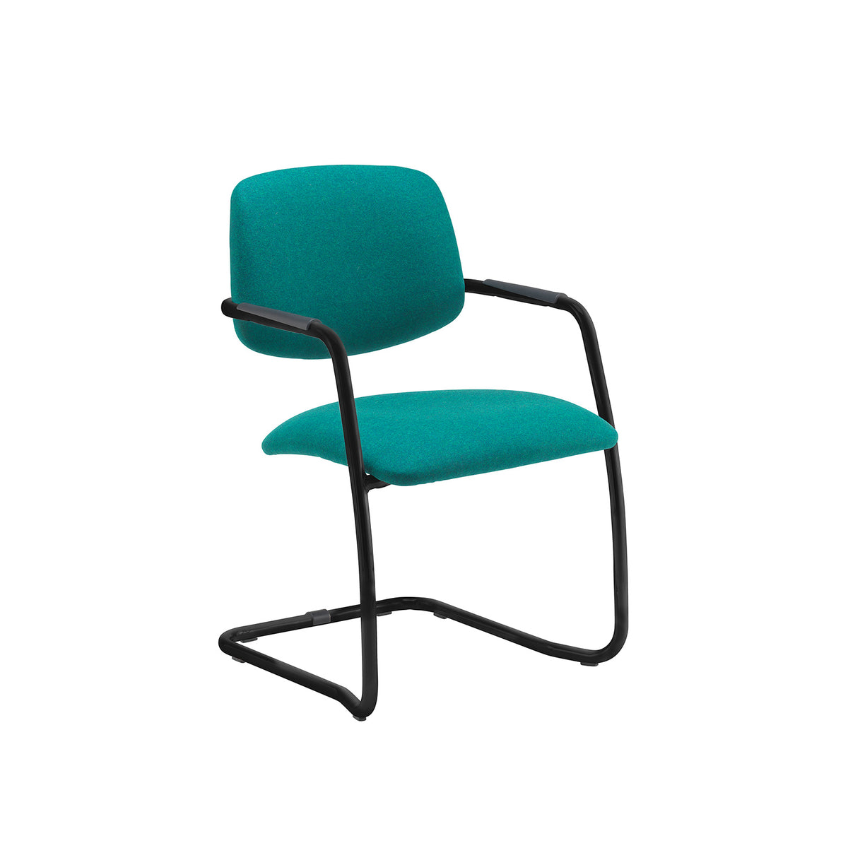 Tuba black cantilever frame conference chair with half upholstered back - made to order - view 1