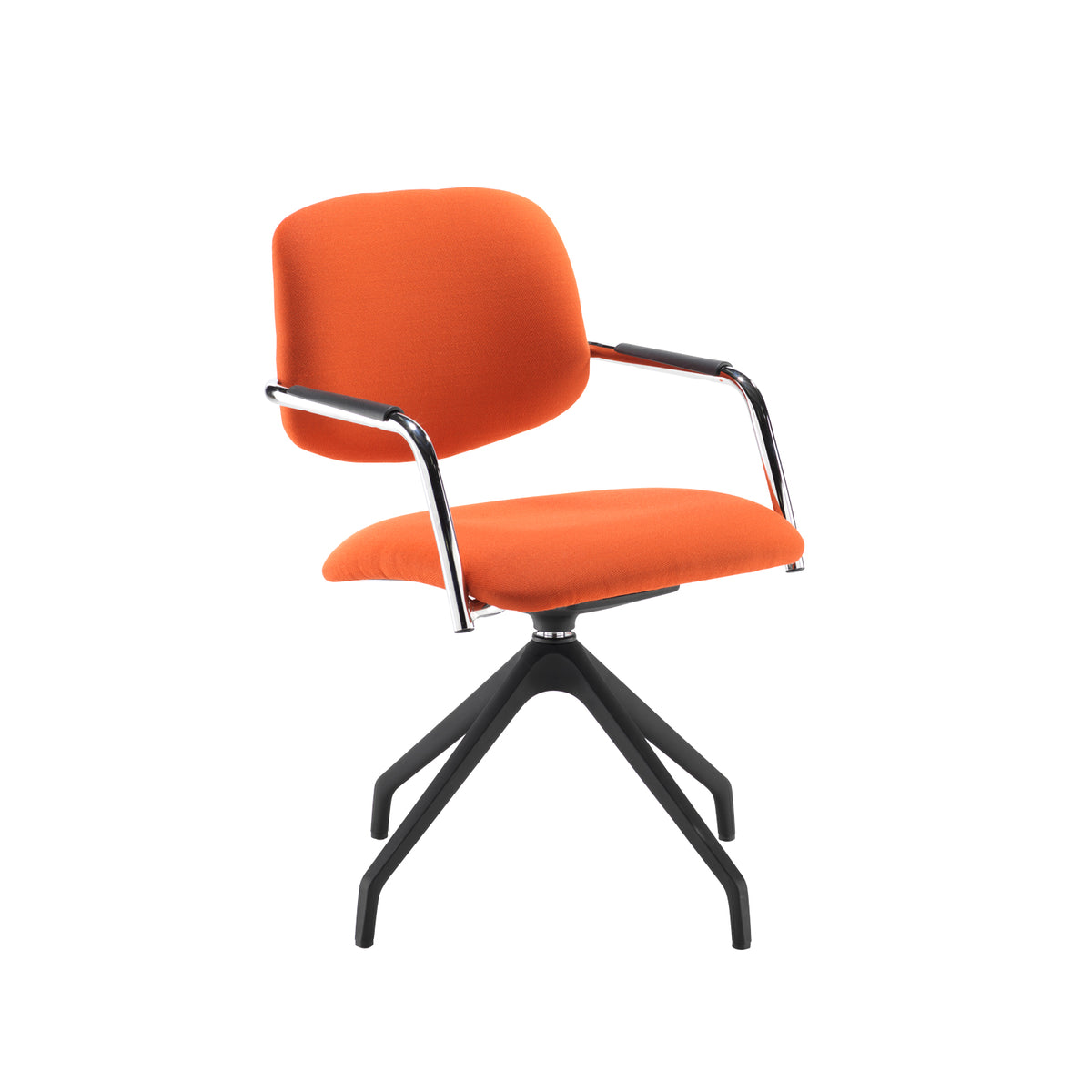 Tuba black pyramid base frame conference chair with half upholstered back - made to order - view 1