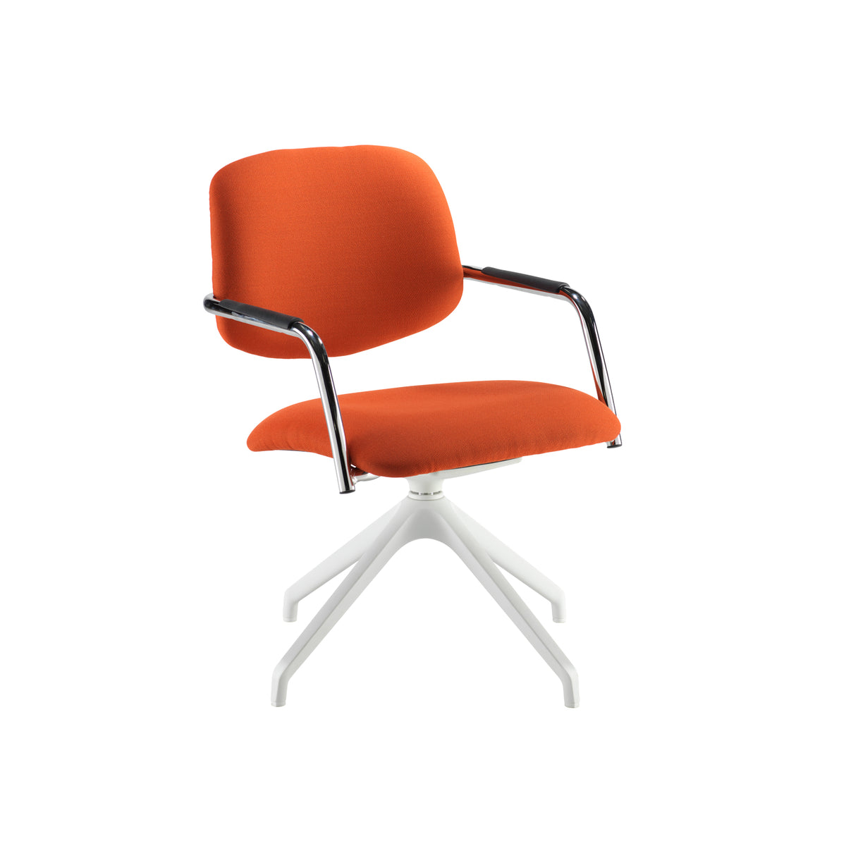 Tuba white pyramid base frame conference chair with half upholstered back - made to order - view 1
