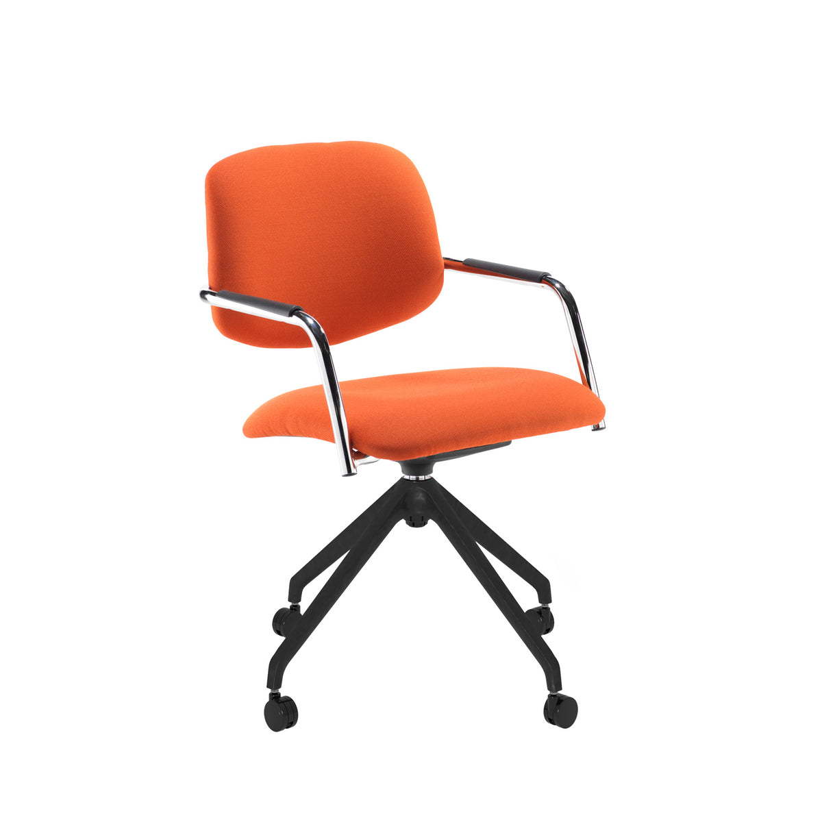 Tuba conference chair with half upholstered back and black pyramid base with castors - made to order - view 1